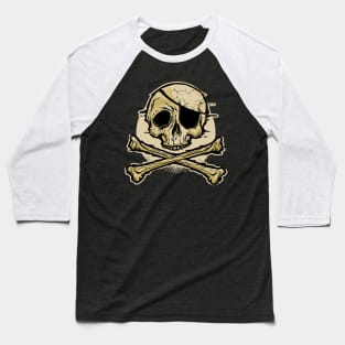 Skull and Crossbones with Eye-patch Graphic Baseball T-Shirt